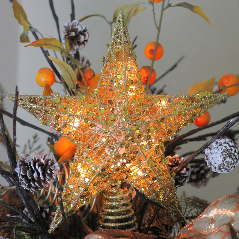 Décoration pour sommet de sapin étoile dorée scintillante 12 po - lumières claires, Or