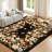 Vintage Floral Rug 4x6 Washable Rug with Non Slip TPR Rubber Backing, Indoor Botanical Carpets, Soft Thin Non Shedding Floor Covering, Low Pile Foldable Mats for Nursery Dining Room, Black-1834378059-1834378071
