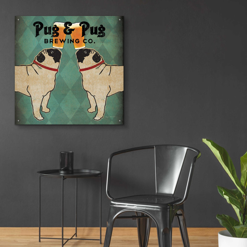 " Pug And Pug Brewing Square " by Ryan Fowler, 36" H x 36" W x 0.2" D