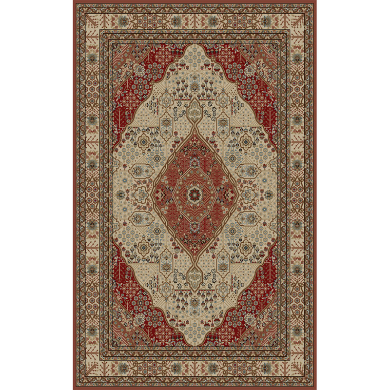 Tapis beige/rouge Heideman, Rectangle 5 pi 3 po x 7 pi 7 po