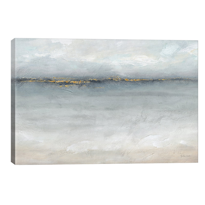 Serene Sea Grey Gold Landscape - Wrapped Canvas Painting, 152.5 cm H x 101.5 cm W x 3.175 cm D, No Frame