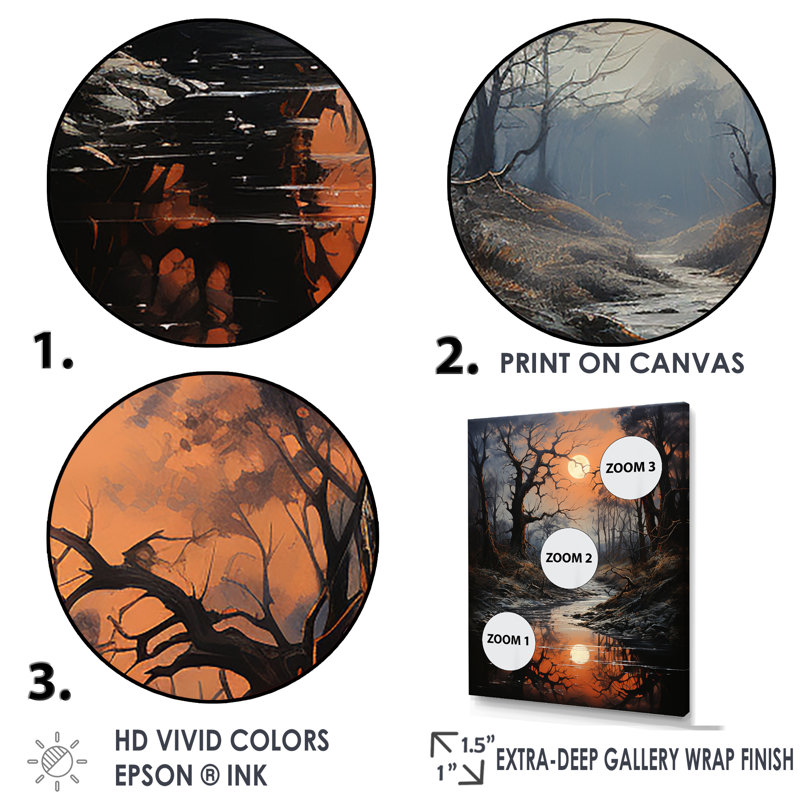Moonlit Shadows In Winter I sur impression sur toile, Cadre flottant noir, H 32 po x l 24 po x P 1 po