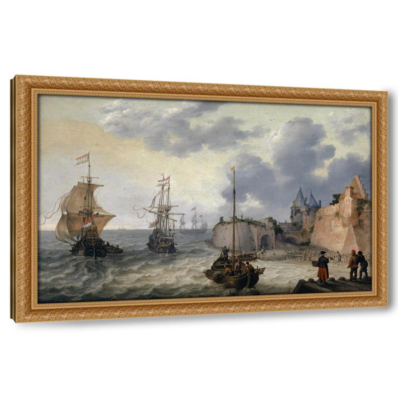 Port hollandais avec voiliers, H 22 po x l 32 po x P 1,5 po