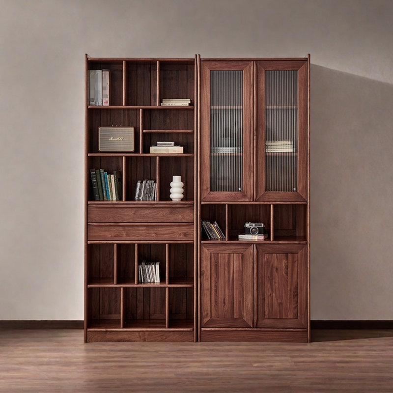 Pure solid wood black walnut bookcase