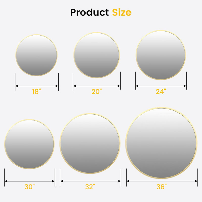 Round Wall Mirror Bathroom Mirror, Circle Mirror Brushed Frame Wall Mirror Metal Framed HD Glass Wall for Makeup Home Decor Bathroom Entryway