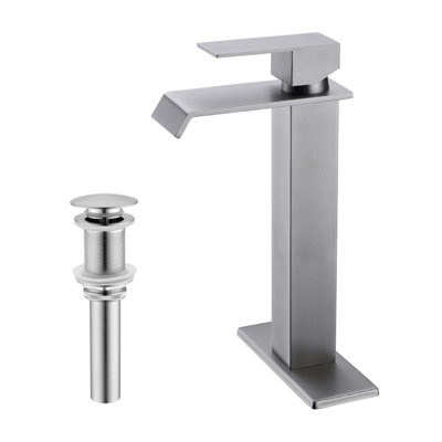 Robinet de lavabo de salle de bain à poignée simple avec bonde escamotable Waterfall