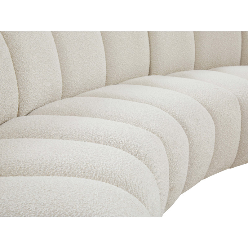 Canapé modulaire de coin symétrique Infinity de 148 po de largeur, Tissu crème bouclé