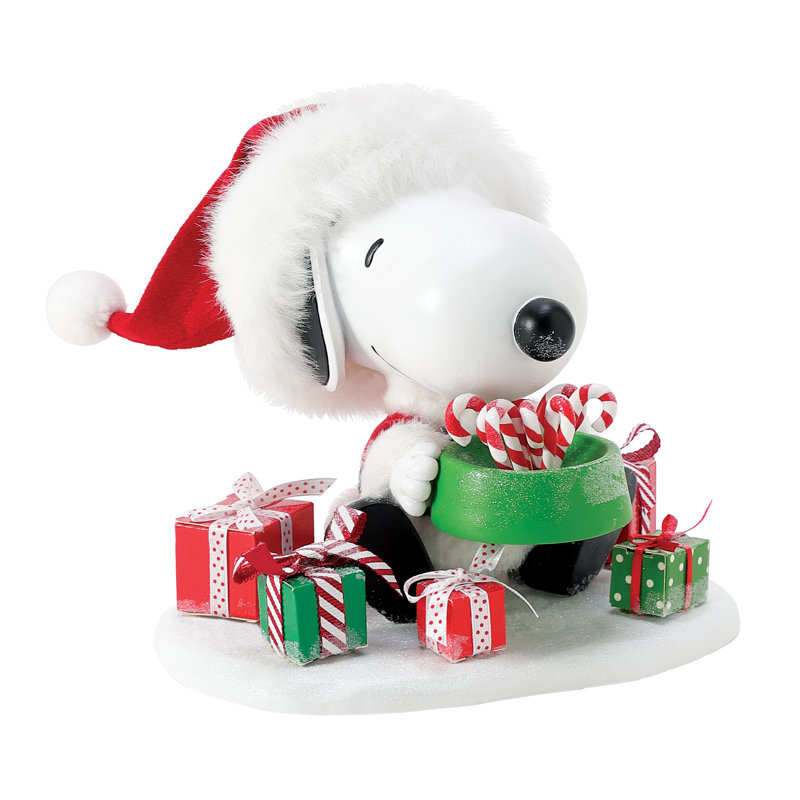 Figurine cacahuètes possibles Dreams Snoopy tenant un bol de gâteries 6 pouces