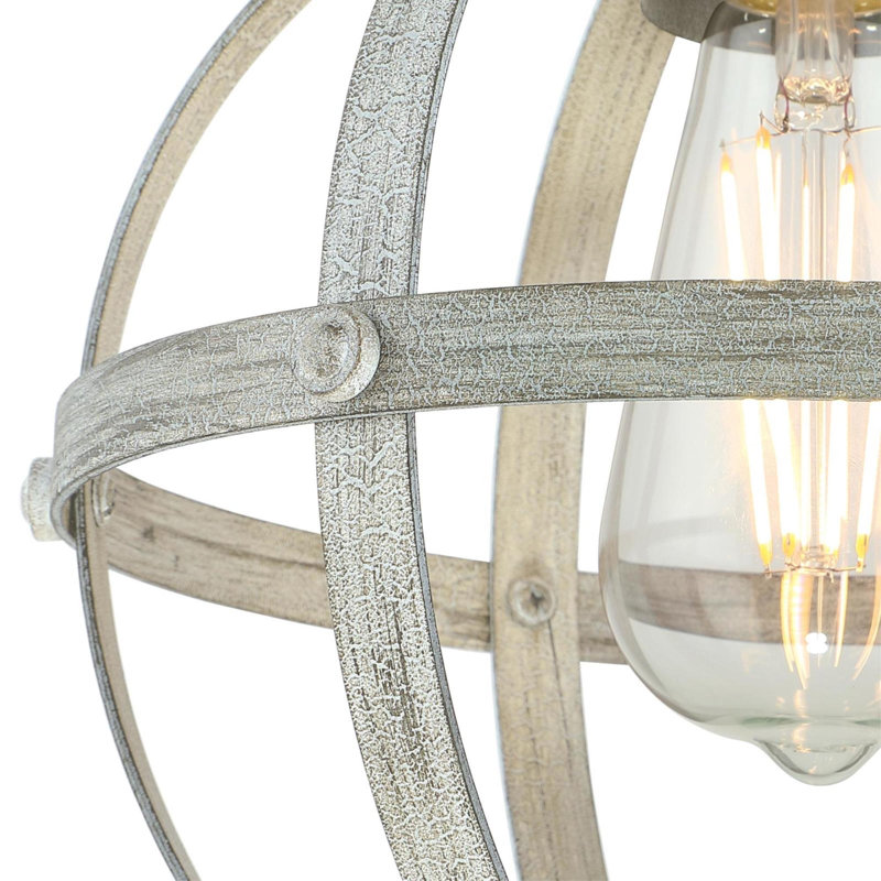 Luminaire suspendu sphère 1 lumière Genna, Frêne antique