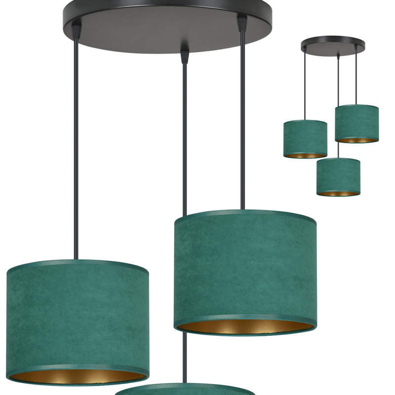 Eamie 3 - Light Black Cluster Pendant, Green