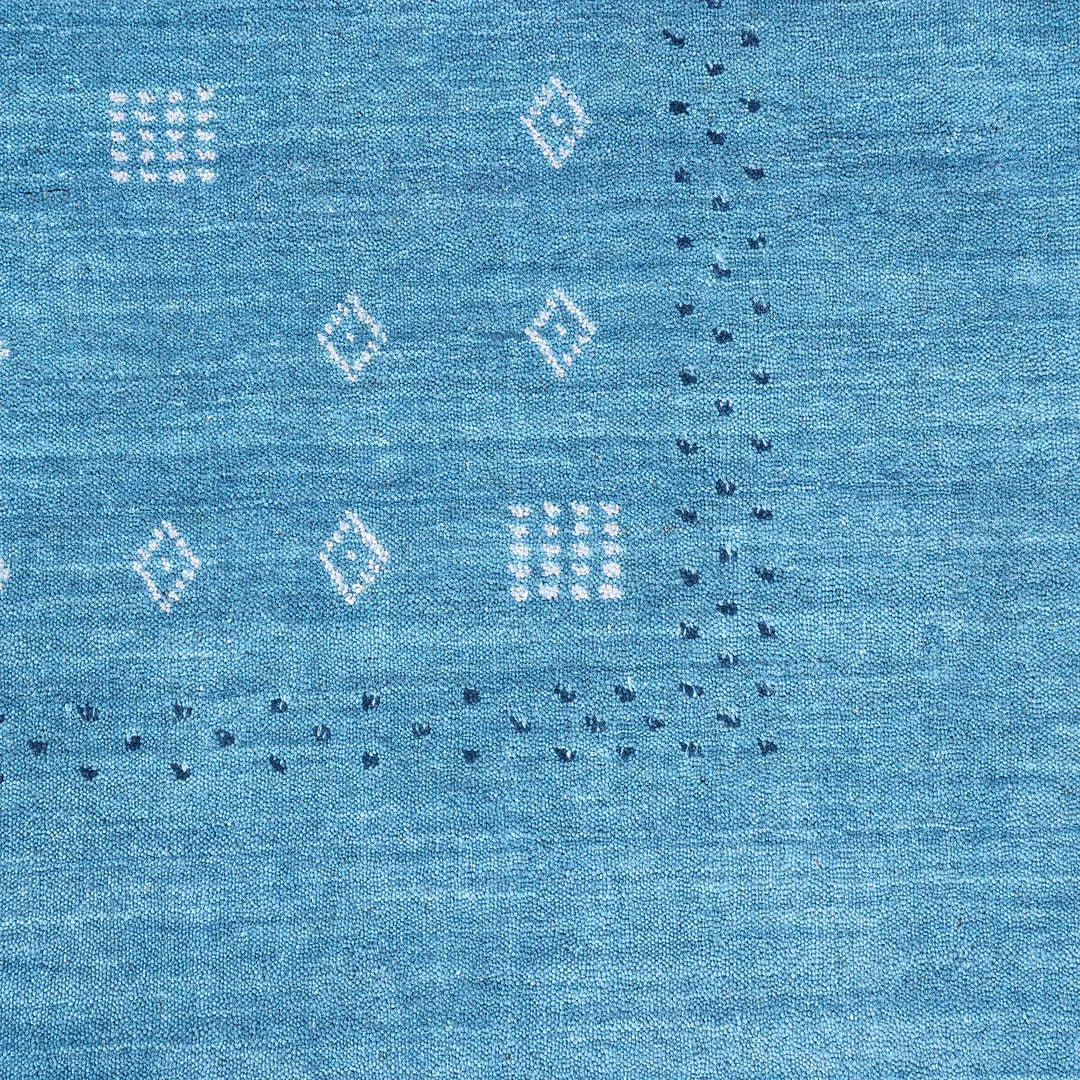 Simi Hand-Woven Geometric Cotton Wool Rug, Rectangle 5' x 8', Blue