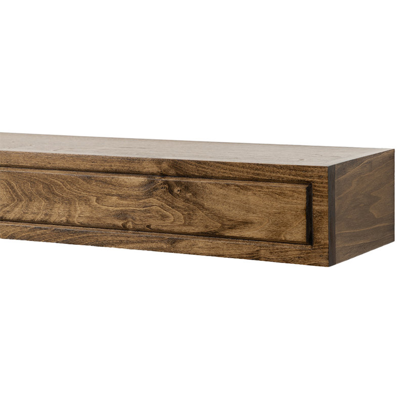Lotta Wood Fireplace Mantel Shelf - Simple Transitional Design with Grooved Picture Frame Details, 48", Red Mahogany Stain