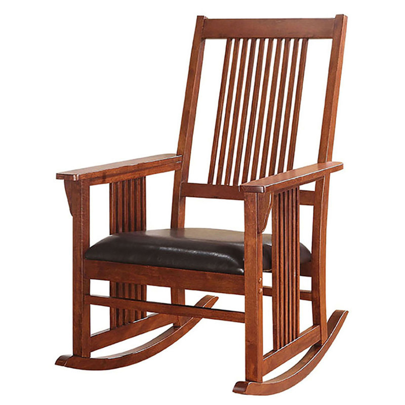 Chaise berçante tabac avec dossier à lattes