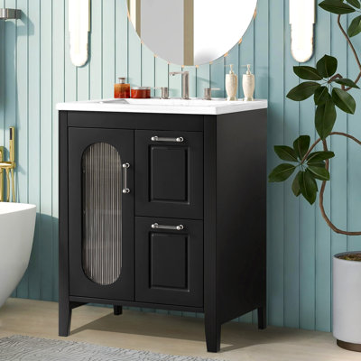Armoire de meuble-lavabo moderne 24 "avec lavabo en céramique