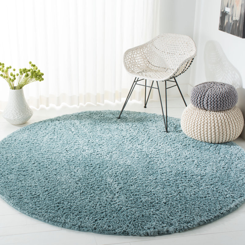 Jiang Aqua Area Rug, Round 6'7"