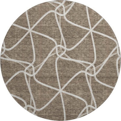 Premium Machine Washable Prisco Brown Rug