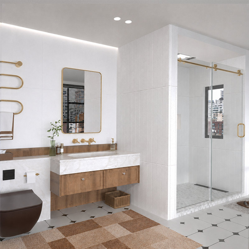 Cosy 24 in. W x 36 in. H Rectangular Modern Framed Wall Bathroom Vanity Mirror in Brushed Gold, Gold, 24" x 36"