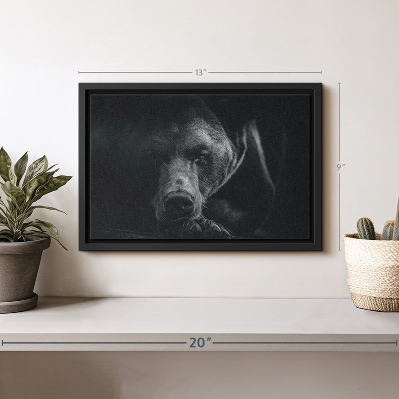 Impression sur toile monochrome avec ours brun, H 9 po x l 13 po