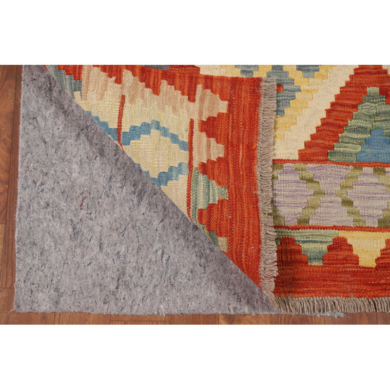 Geometric Kilim Reversible Wool Area Rug 5x6