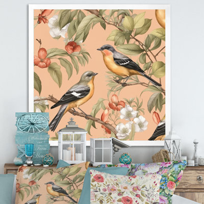 " Green Yellow Birds On Trees "