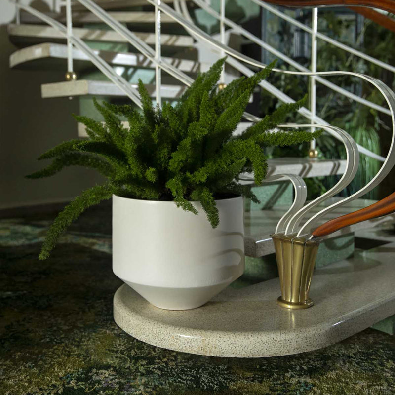 Handmade Ceramic Planter, White, 10.6" H x 11.8" W x 11.8" D