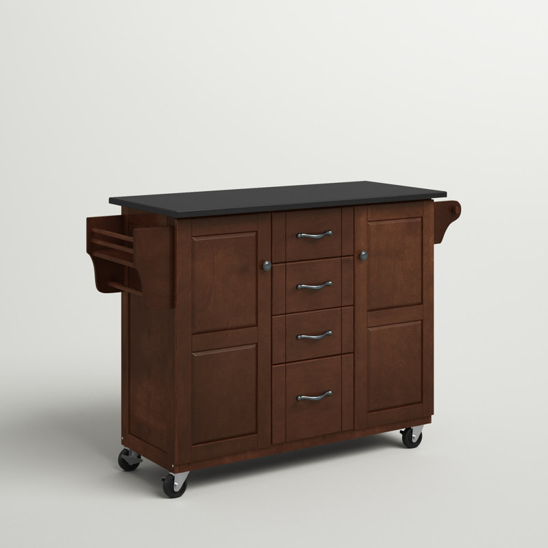 Sammie Granite Top Kitchen Cart, Granite Black