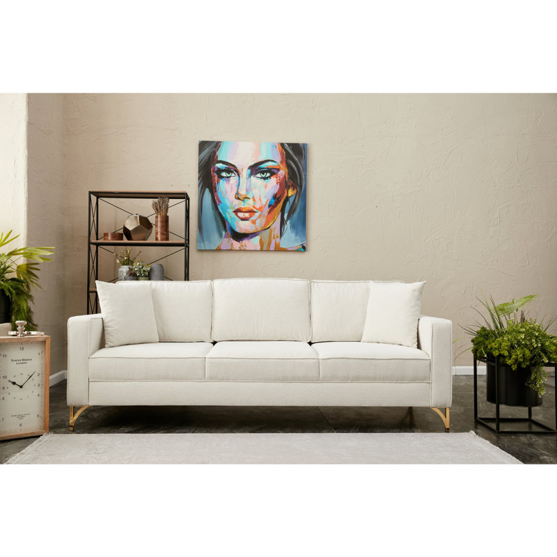 Canapé 86,6 po, Or, 100 % polyester crème