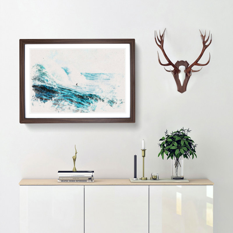 Surfs up - Picture Frame Graphic Art Print, Walnut Framed, 62cm H x 87cm W x 2cm D