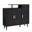 Élégante armoire à chaussures avec portes et tiroirs arqués, buffet de rangement de style crème avec tablettes réglables et pieds en bois massif pour le hall d'entrée et le salon-2058312391