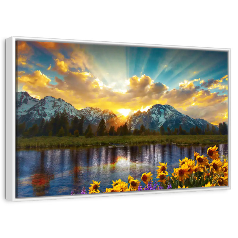 Grand Teton, 46 po x 31 po, Cadre flottant blanc