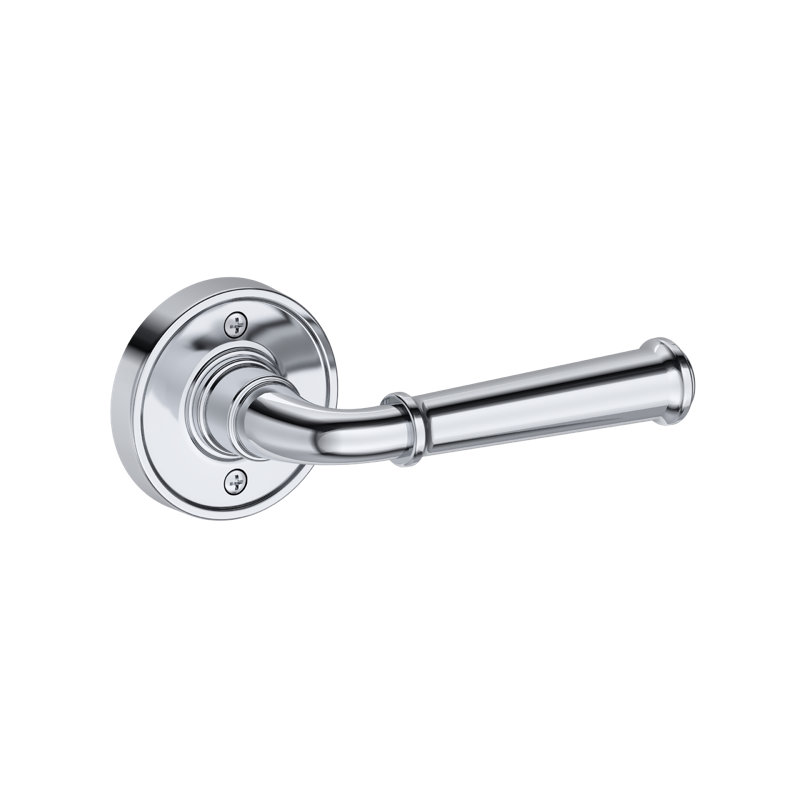 Dunsmoor Full Dummy Lever with Recessed Round Rose in Lifetime (PVD) Satin Brass, Polished Chrome