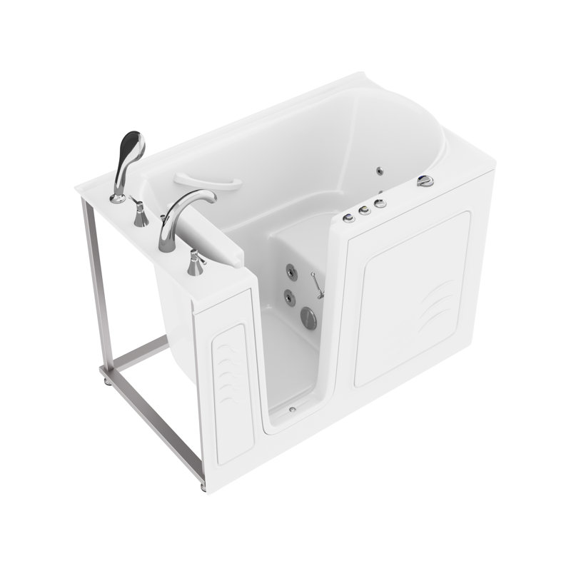 Therapeutic Tubs 30 in. x 53 in. Left Drain Quick Fill Walk-In Whirlpool Tub with Powered Fast Drain in White, Left, White