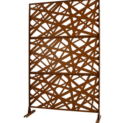 Écran d'intimité pour l'extérieur et l'intérieur H 76 po - métal, autoportant. Rouille, clôture brune pour patio, pelouse de terrasse