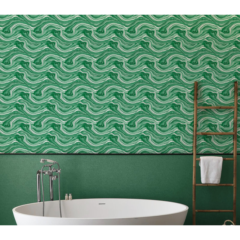 Rouleau de papier peint marbré L 33 pi x l 20,5 po Susan Hable, Vert