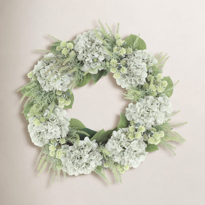 Seafoam Green Hydrangea with Budding Flower Wreath