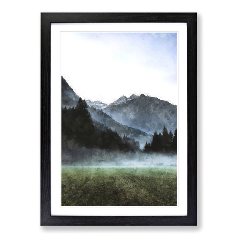 Fog over Luttach in Italy - Picture Frame Painting Print, 63cm H x 45cm W x 2cm D, Black Framed