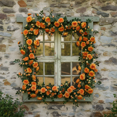 5.6 Ft Artificial Flower Garland, Rose Vine Decoration, Faux Vine Silk Flower Hanging Rose Garland, Suitable For Wedding Arches, Garden Backdrops, Engagement Ceremonies, And Banquet Decorations.