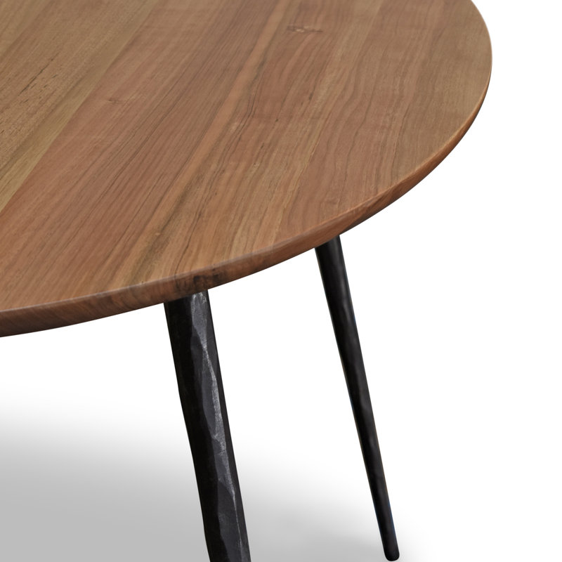 Table de salle à manger ronde en noyer massif Mcciskill Glide, diamètre de 36 po