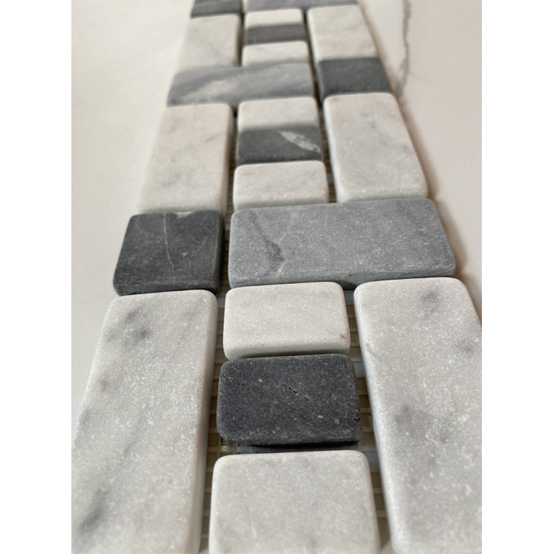 4" x 12" Marble Pinwheel Mosaic Wall & Floor Tile