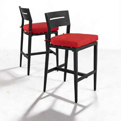 Tabourets d'extérieur en aluminium avec coussins Sunbrella