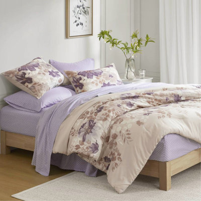 Floral Taupe - Soft Microfiber Sheets, Design Mattress Depth-