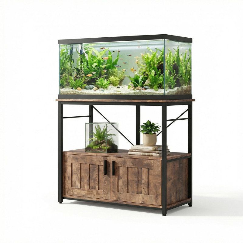 Élégant support d'aquarium 40-50 gallons avec armoire de rangement, capacité de 660 lb, Brun