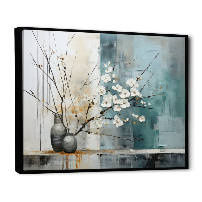 Malamud subtile sérénité II sur toile, Cadre flottant noir, H 34 po x l 44 po x P 1,5 po