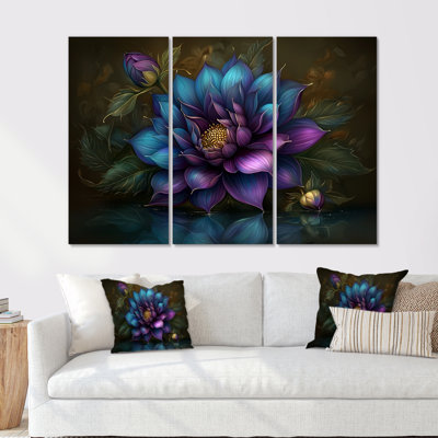 Ensemble de salon fractal mauve Dahlias