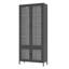 Grande armoire de rangement en métal avec 4 portes vitrées et 5 tablettes latérales
