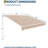 12' x 10' Manual Retractable Awning, Waterproof Patio Sun Shade with Aluminum Frame, 280 GSM Polyester Fabric, Adjustable Crank for Deck, Porch, or Balcony-125088857-125088863