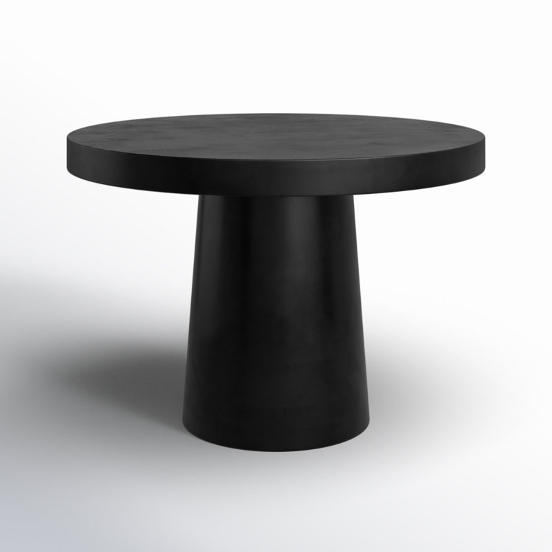 Prevelly 43" Concrete Round Dining Table, Black