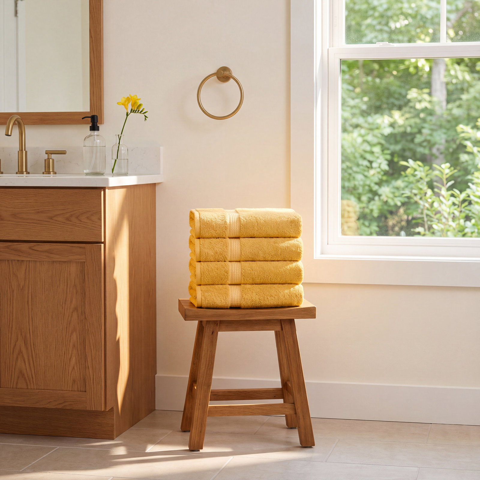 Egyptian Cotton Hand Towels, Gold