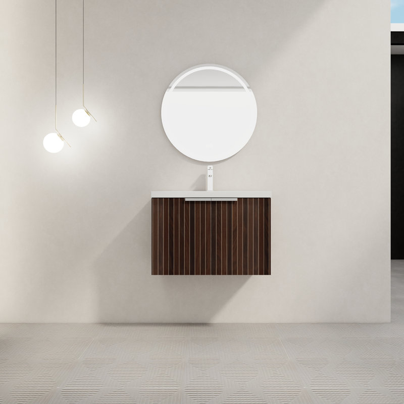 Meuble-lavabo mural moderne 30 po avec lavabo en résine