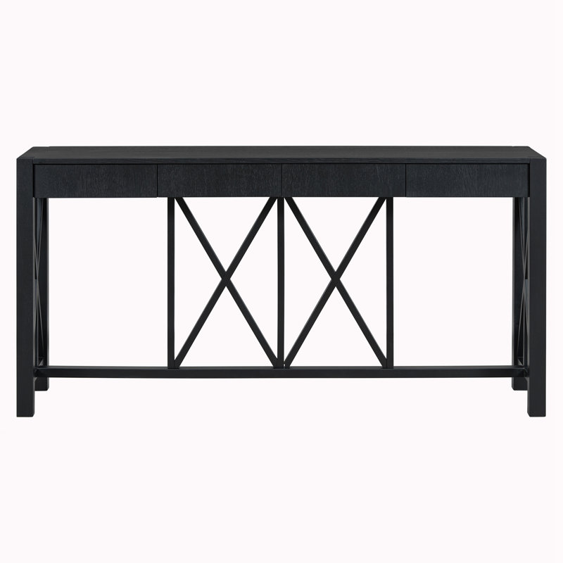 Console Table with 4 Spacious Drawers, Black